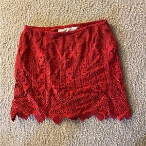 Jen’s Pirate Booty Cha Cha Red Lace Crochet tube top / Mini skirt